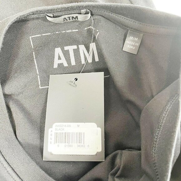 ATM Ruched Fitted Mini Dress M Black Long Sleeve P - Picture 10 of 11